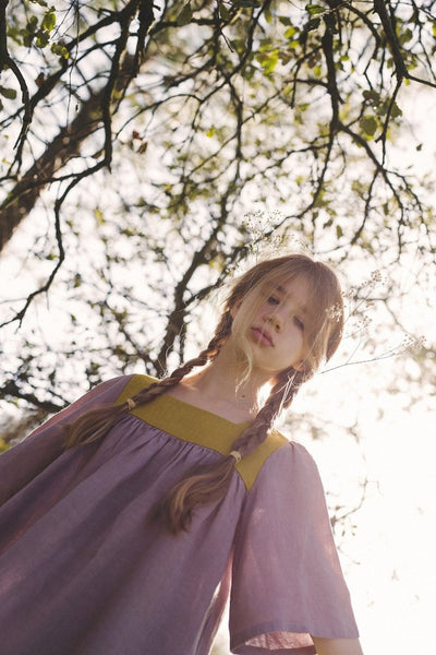 Loose design girl's  linen dress - ELIDY - MajulaHandmade