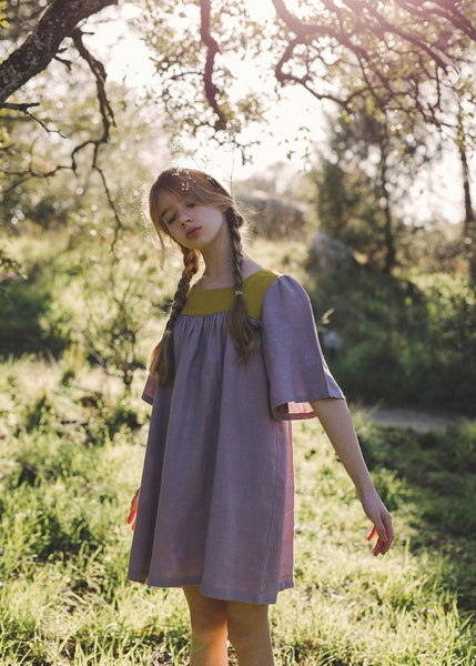 Loose design girl's  linen dress - ELIDY - MajulaHandmade