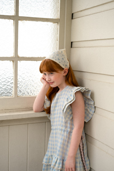 Romantic checkered girl's linen  dress - BLAISE