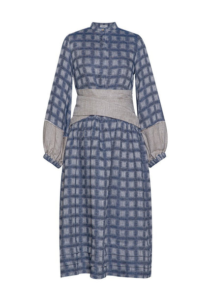 Modern Romantic Plaid Linen Dress - PAULI-1 - MajulaHandmade