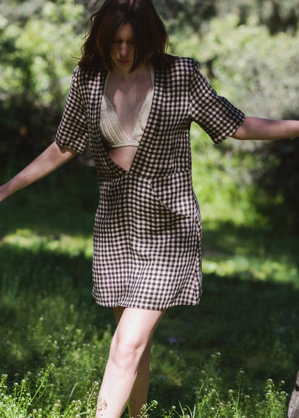 Retro Mini Linen dress - LOUIS - MajulaHandmade