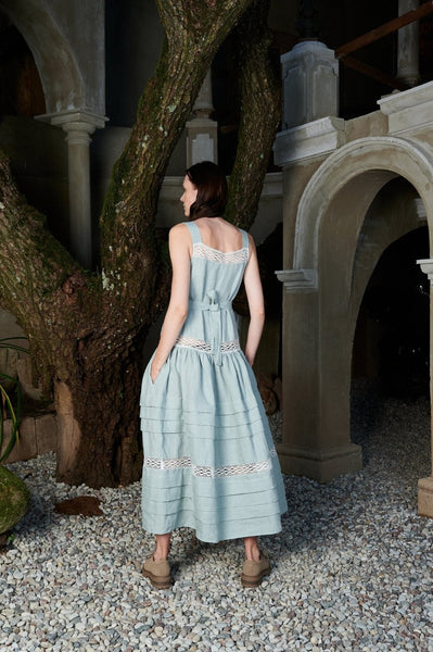 Romantic Maxi Dress with Lace - VERONICA-1 - MajulaHandmade