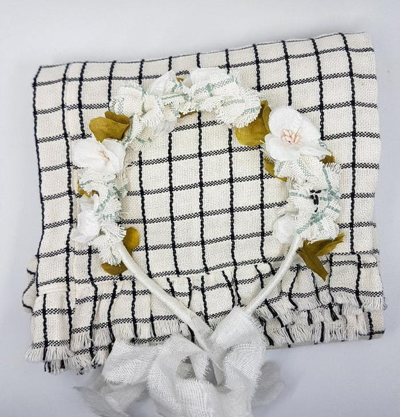 Rustic silk and linen flowers headband - BABY BLUE - MajulaHandmade