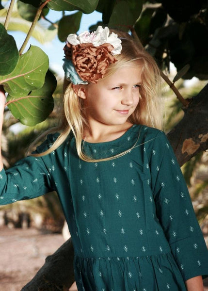 Silk and velvet flowers headpiece - COFFEE LOVERS-1 - MajulaHandmade