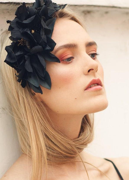 Silk flowers headband -Black orchids- Majulahandmade