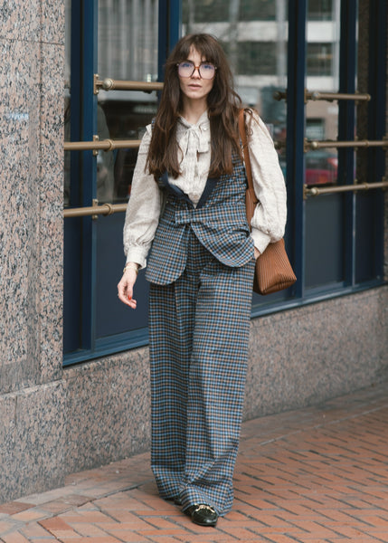 Wide leg plaid pants -NAGI