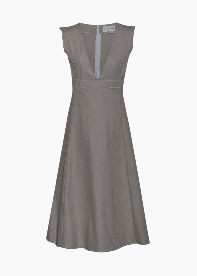 V-Shape Neckline Fitted Dress - LINIT