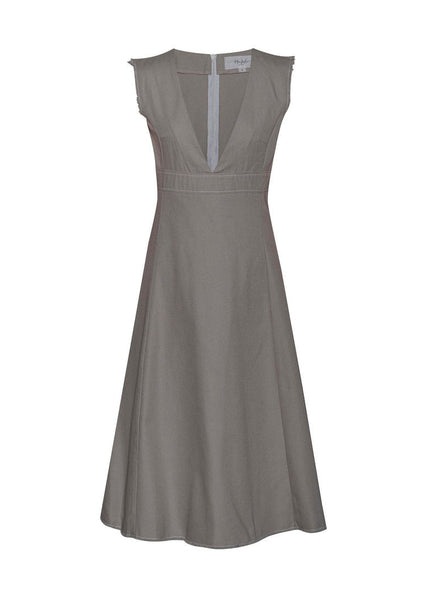 V-Shape Neckline Fitted Dress - LINIT-3 - MajulaHandmade