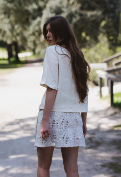 Vintage-inspired embroidered shirt -FLO - MajulaHandmade