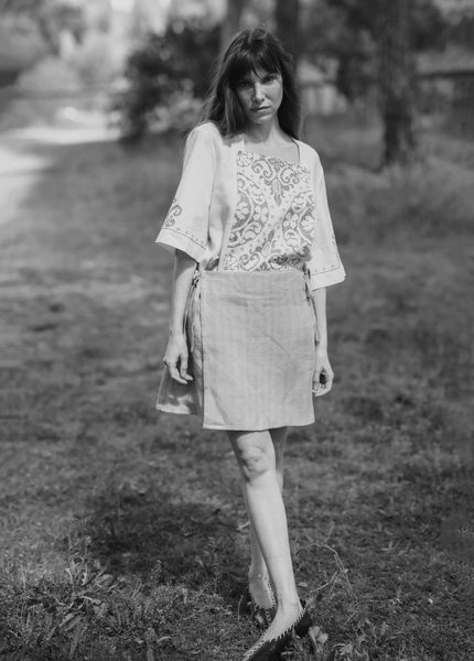 Vintage-inspired upcycled embroidered shirt -FLO - MajulaHandmade