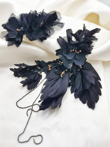 Black silk earrings - MajulaHandmade