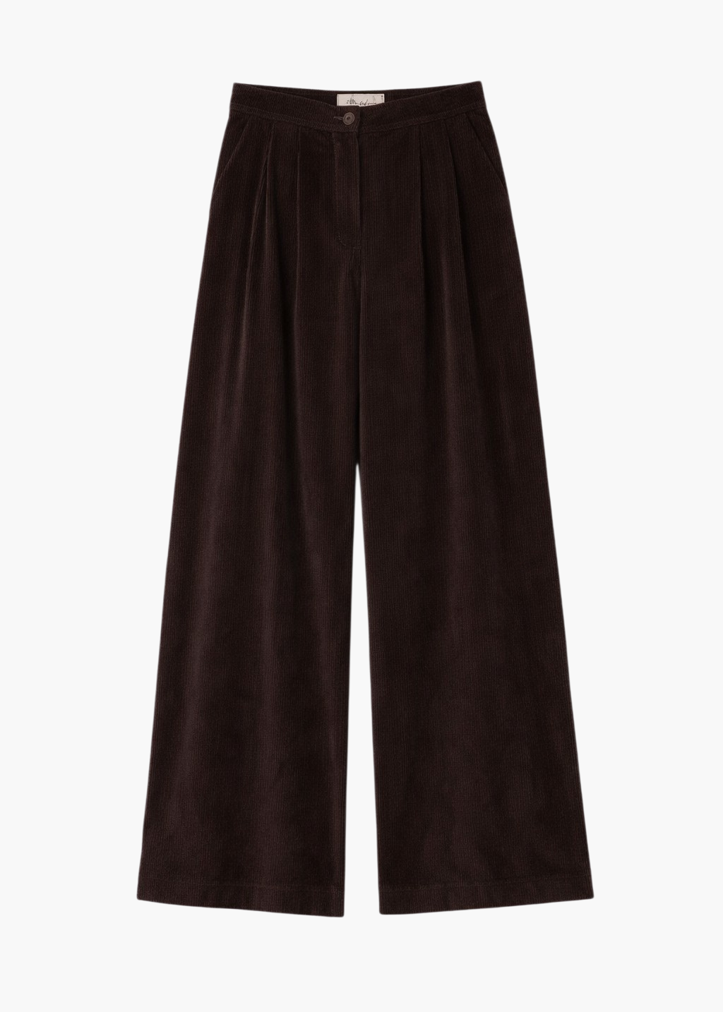 Pair of brown wide-leg pants on a white background