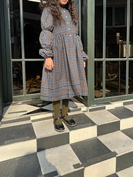 Checkered soft cotton dress - DANTE - MajulaHandmade