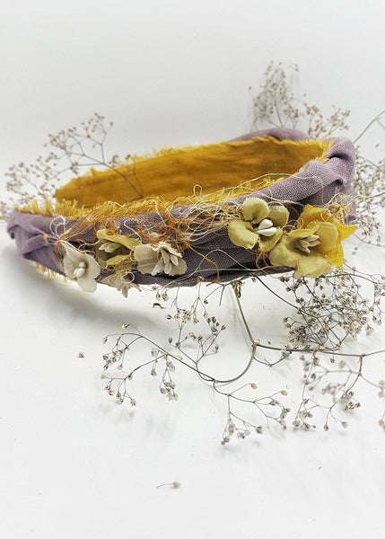 Naturally dyed silk flowers headband