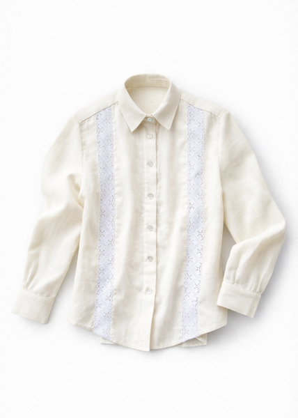 White shirt with a subtle pattern on a white background