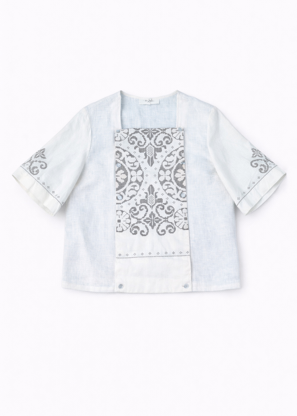 Vintage-inspired upcycled embroidered shirt -FLO