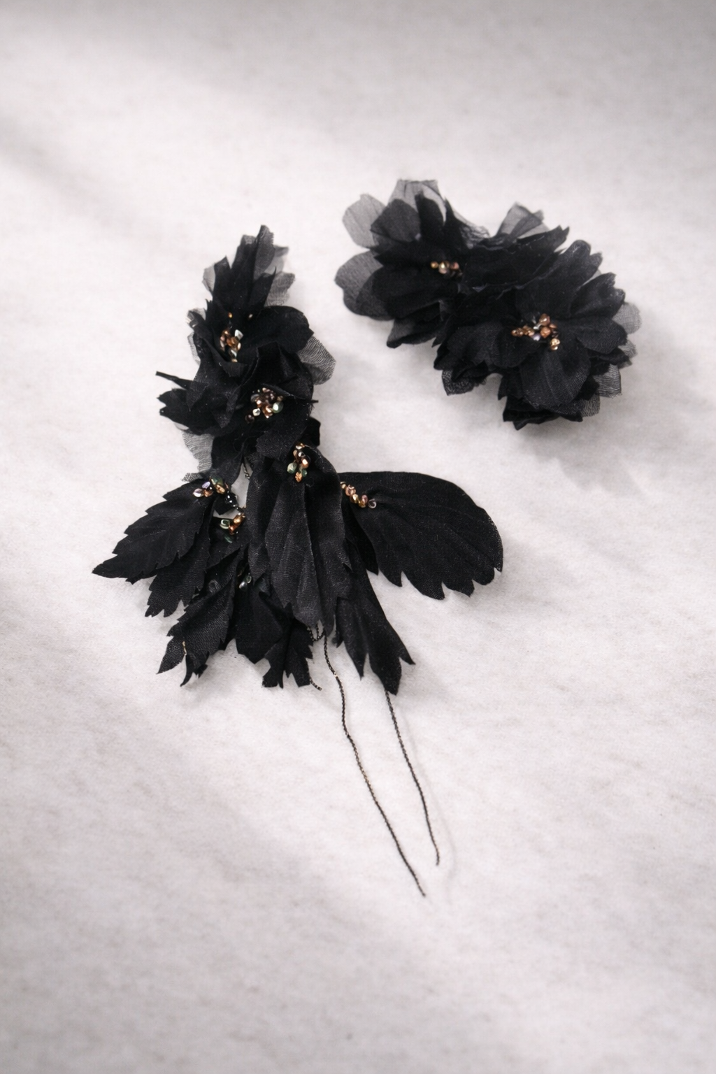 Black Silk Flower Earrings