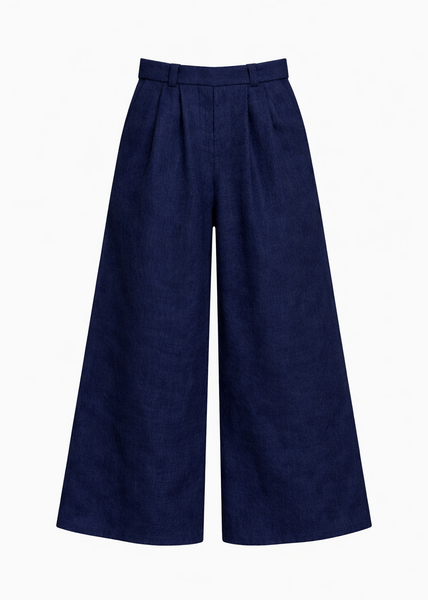 Wide leg wool linen trousers