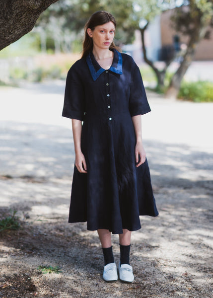 Flora dark blue dress - MajulaHandmade
