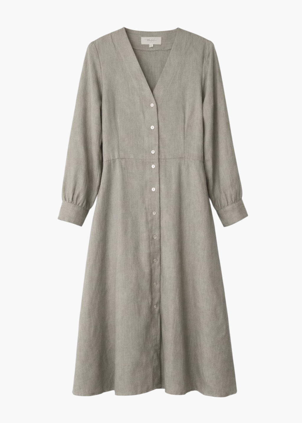 Linen Dress with Contrast Stitch Detail