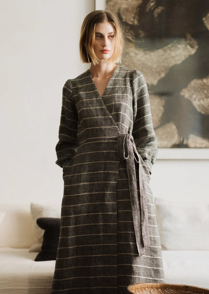 Heavyweight long linen dress - KOTRYNA - MajulaHandmade