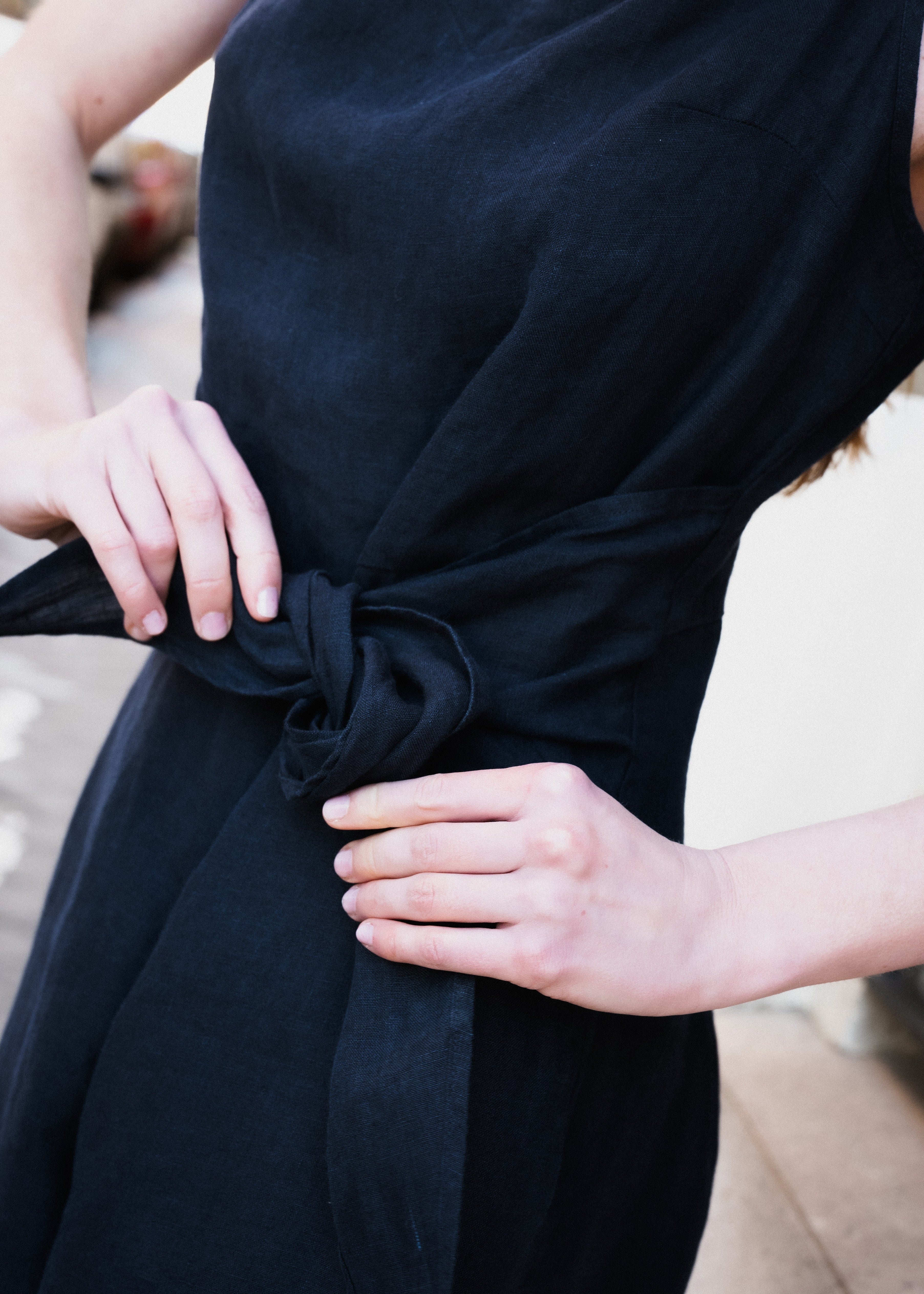 Midnight Tie Linen Jumpsuit