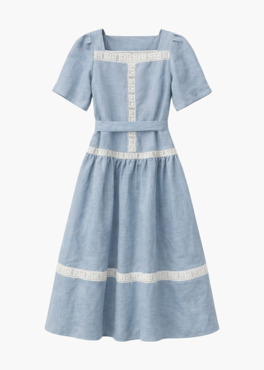 Romantic boho chic linen dress