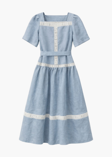 Romantic boho chic linen dress