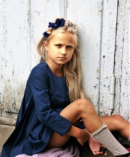 Peach blue headpiece - MajulaHandmade