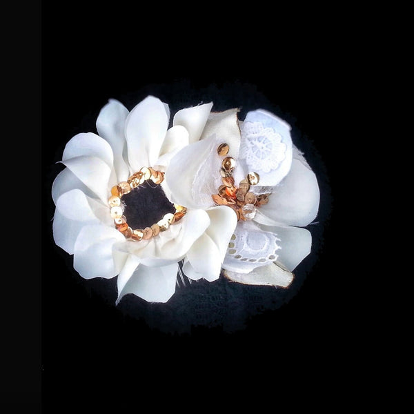 Pure white sparkle comb - MajulaHandmade