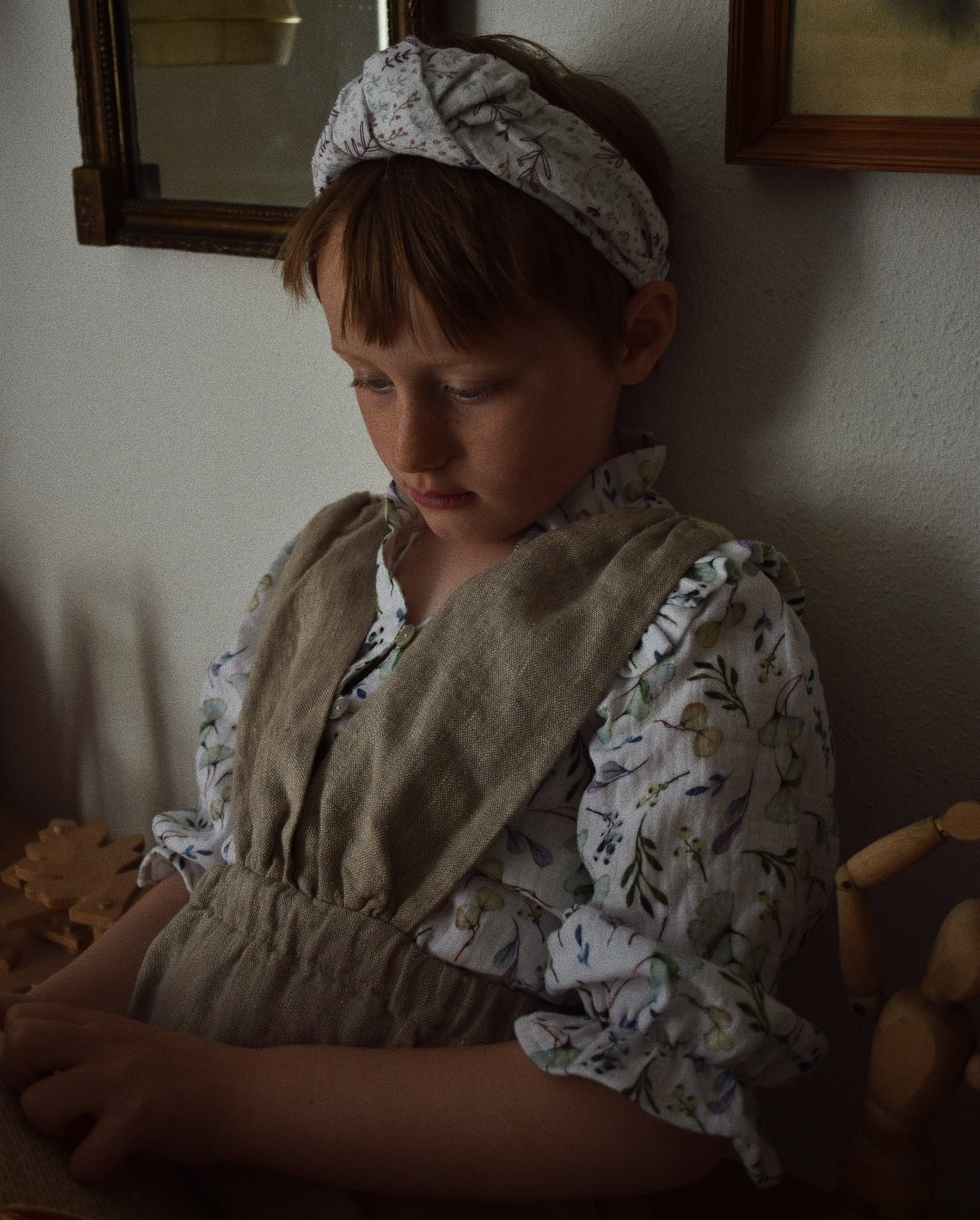 Wide soft floral cotton headband