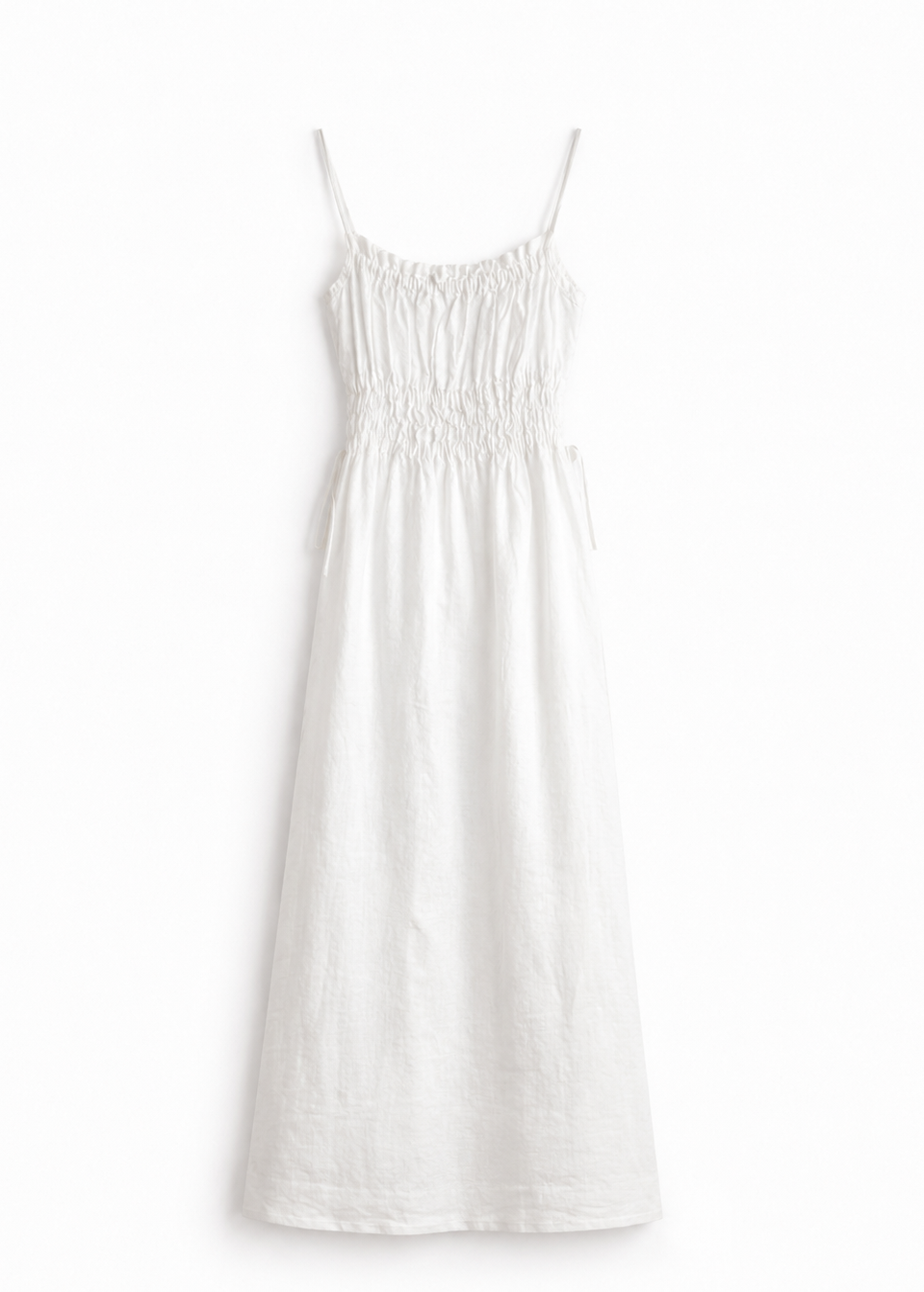 Quiet Linen Shirred Dress