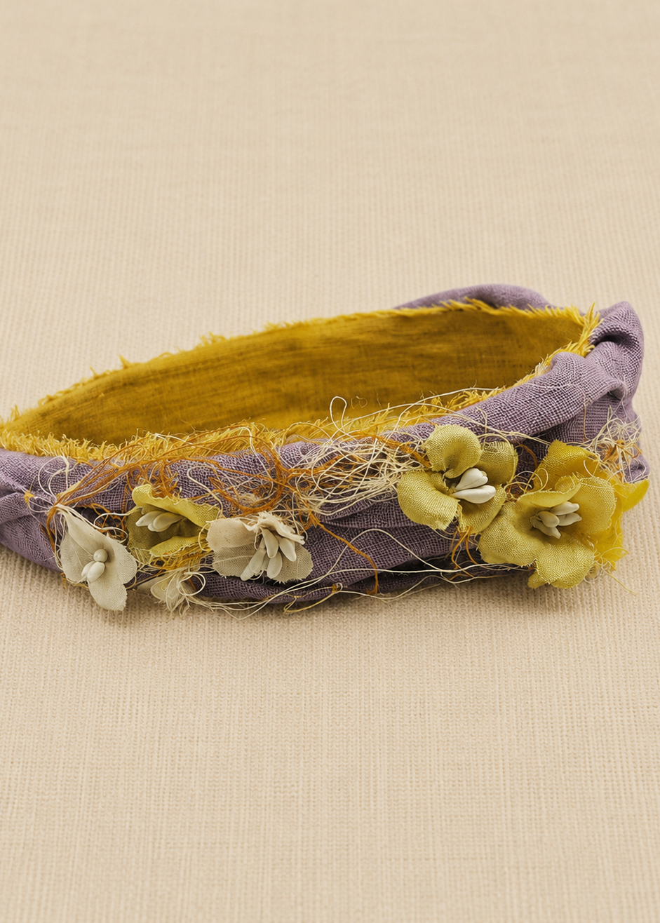 NATURALLY  DYED silk flowers headband