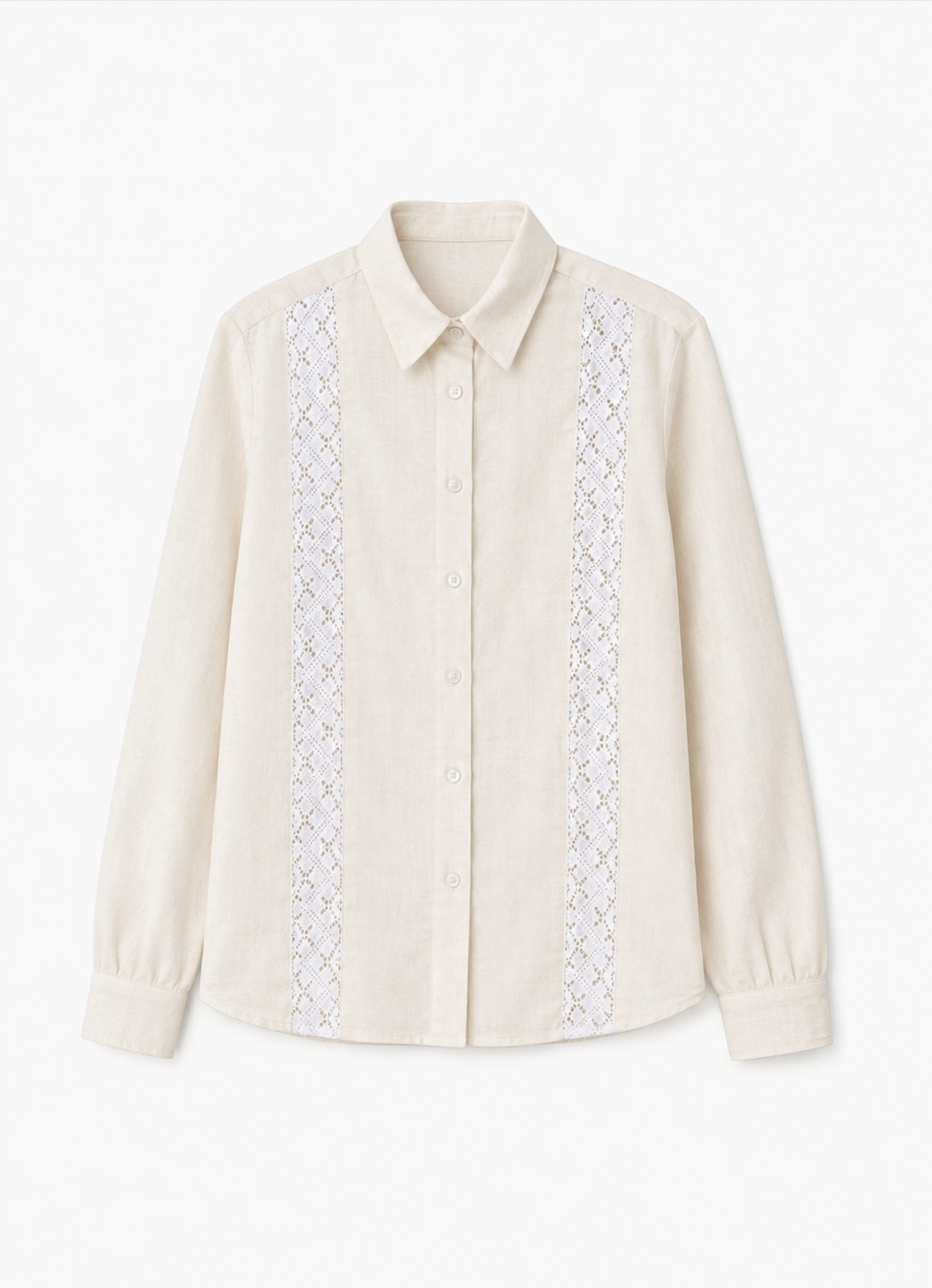 Linen shirt with lace in front