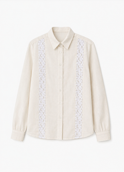 Linen shirt with lace in front