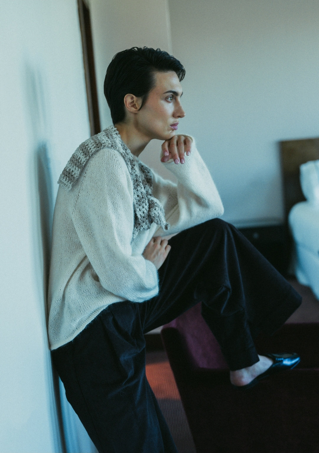 Hand-Crocheted Linen Shrug