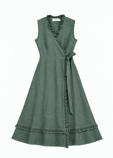Heavyweight Wrapped Linen Dress - Meida