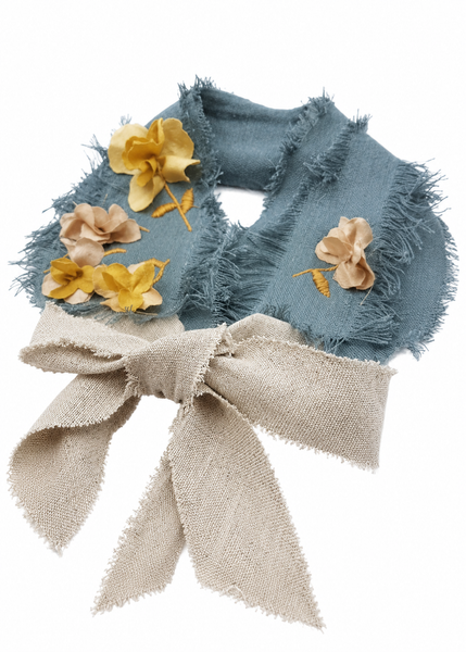 Shabby chic linen collar - WILD FLOWER