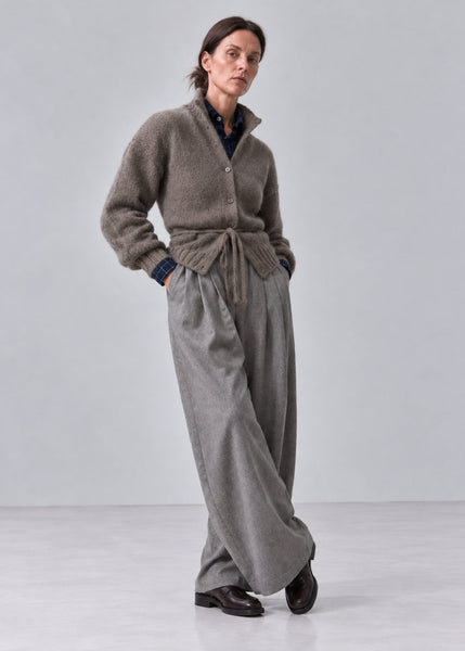 Taupe Belted Knit Cardigan