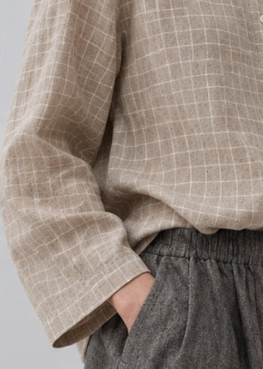 Beige Checks Linen shirt