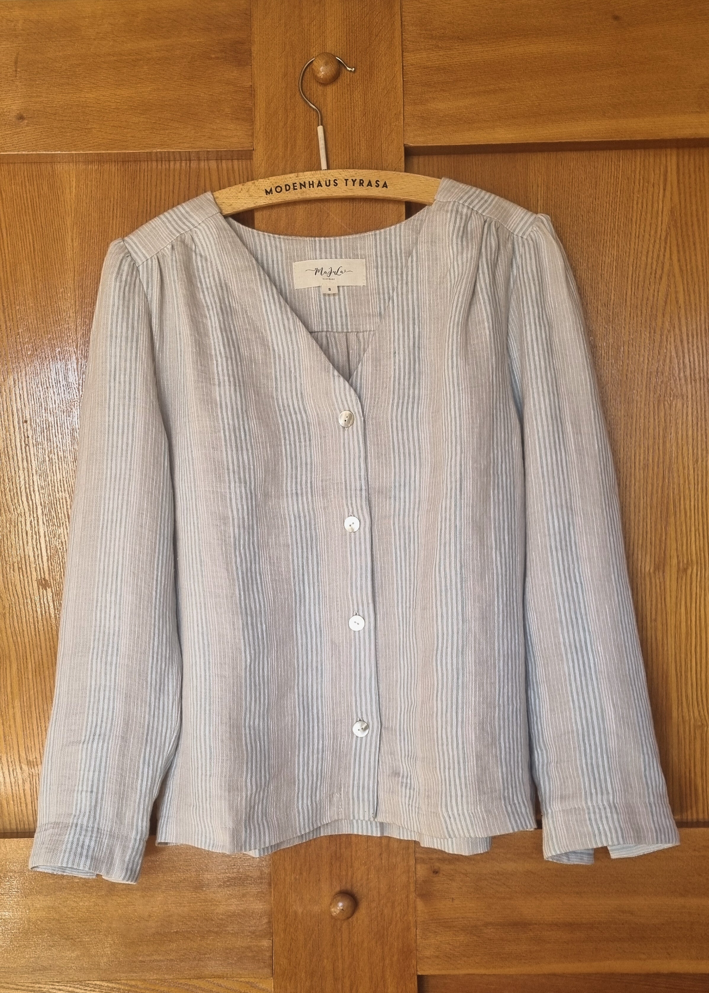 Striped Linen Button-Up Blouse