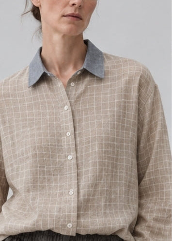 Beige Checks Linen shirt