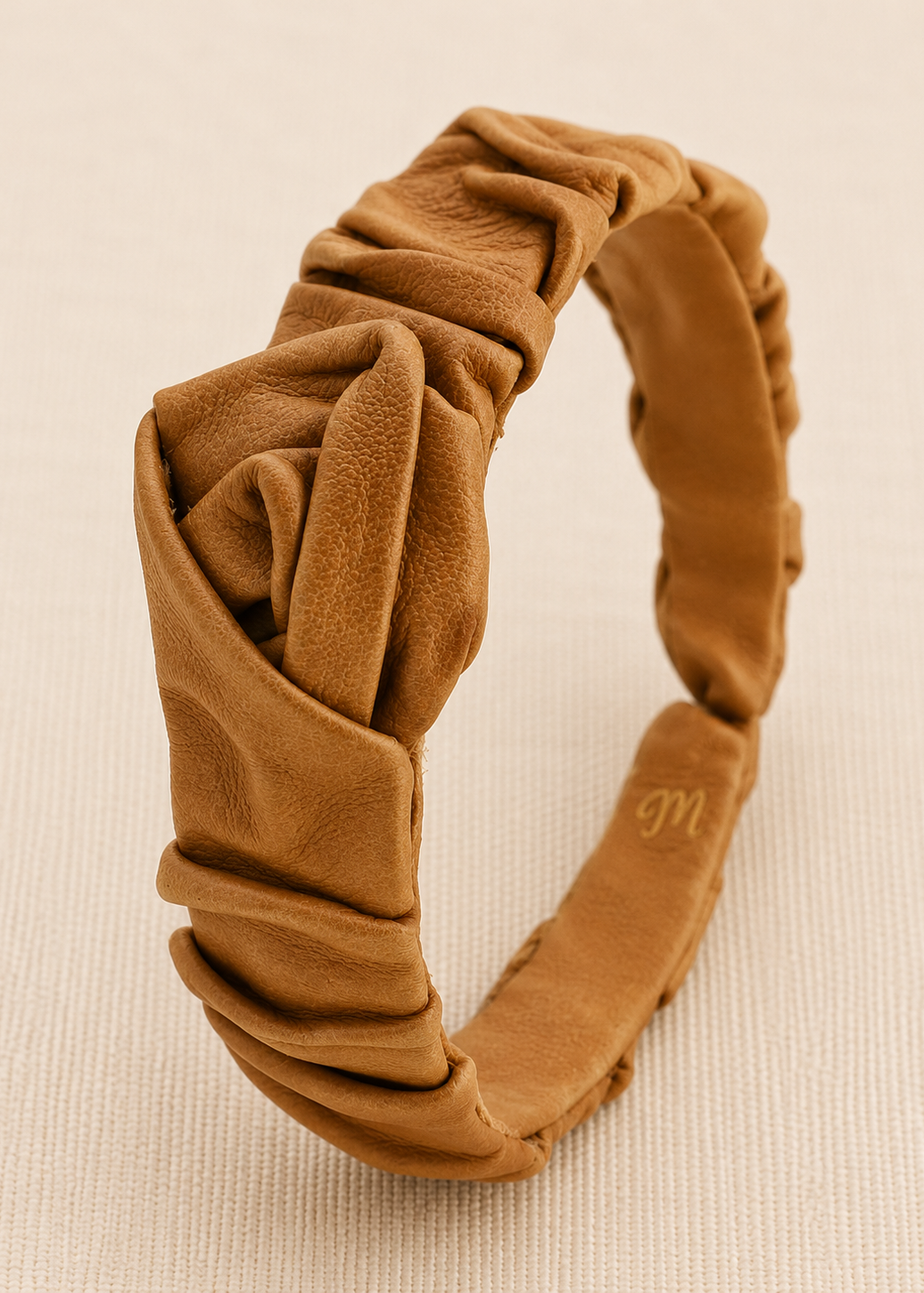 Upcycled Camel Leather Headband
