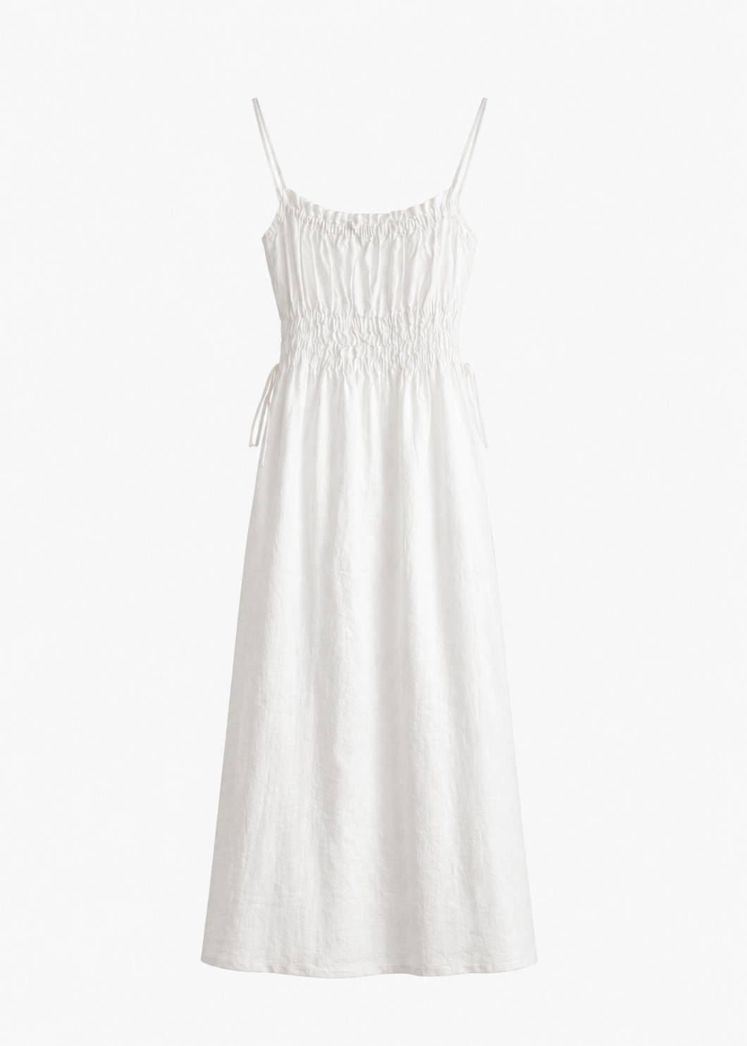 Quiet Linen Shirred Dress