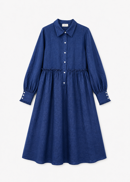 Long denim linen dress - DANA