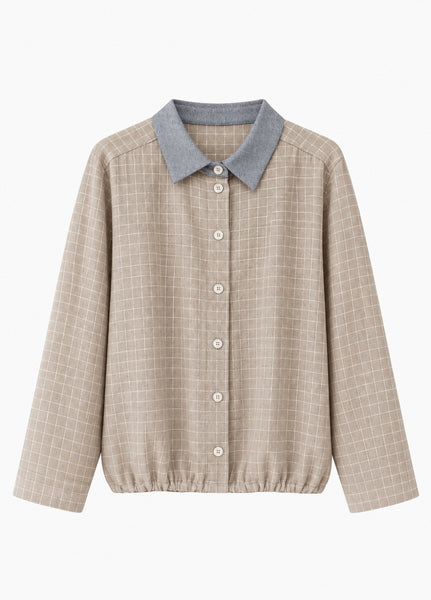 Beige Checks Linen shirt