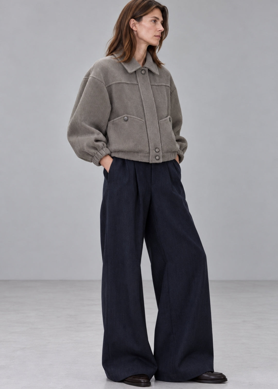 Taupe wool bomber jacket AGOTA
