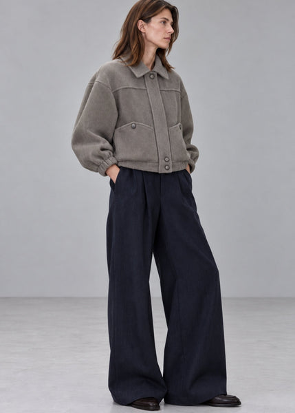 Taupe wool bomber jacket AGOTA