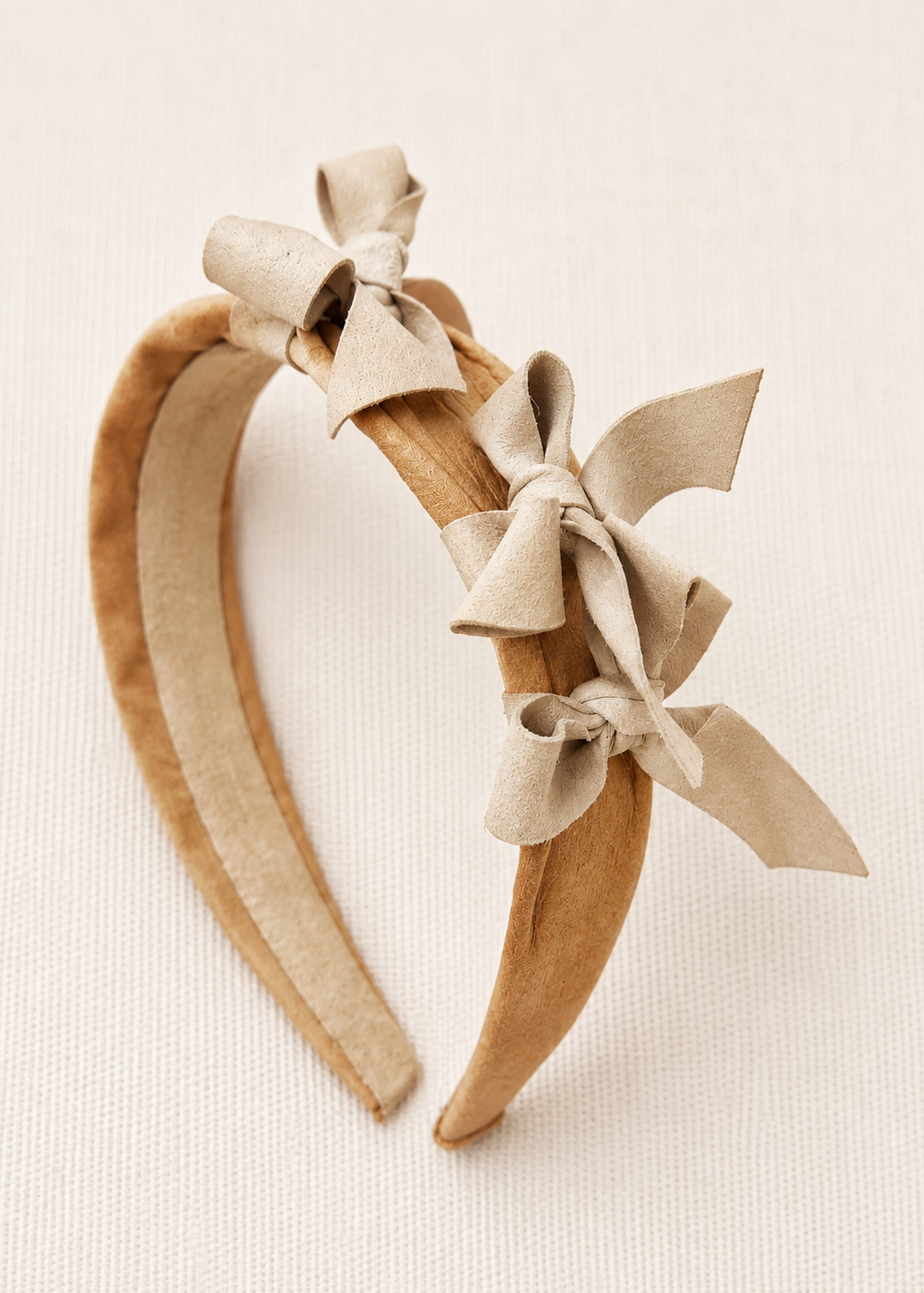 Wide marigold leather headband