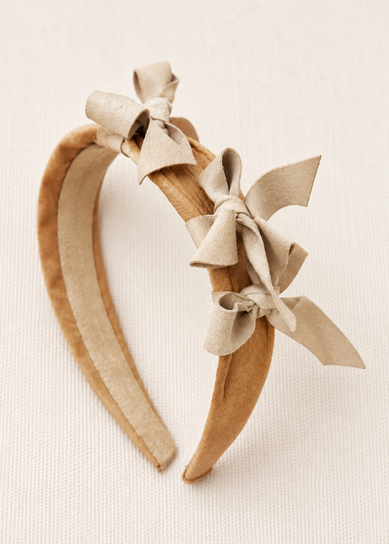 Wide marigold leather headband